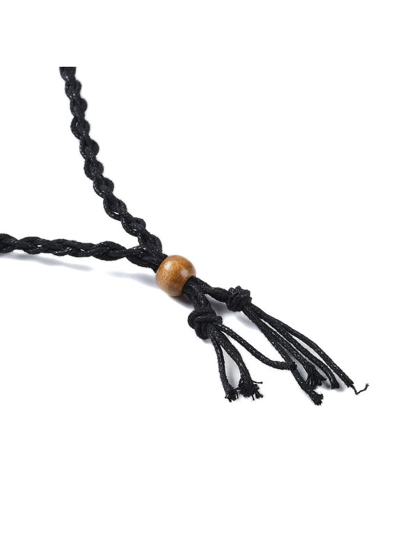20 pc Waxed Cord Empty Macrame Pouch Slider Necklace Making with Wood Beads Black 34.65x0.28x0.12 inch(88x0.7x0.3cm)