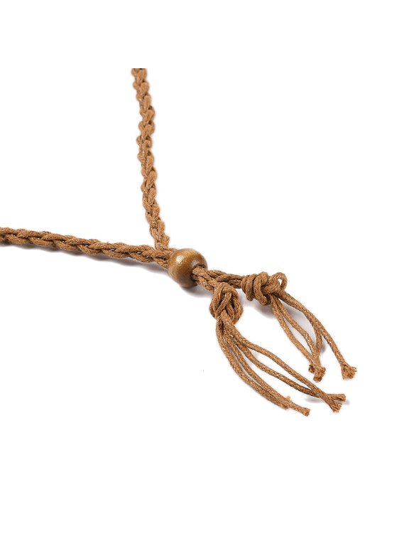 20 pc Waxed Cord Empty Macrame Pouch Slider Necklace Making with Wood Beads Peru 34.65x0.28x0.12 inch(88x0.7x0.3cm)