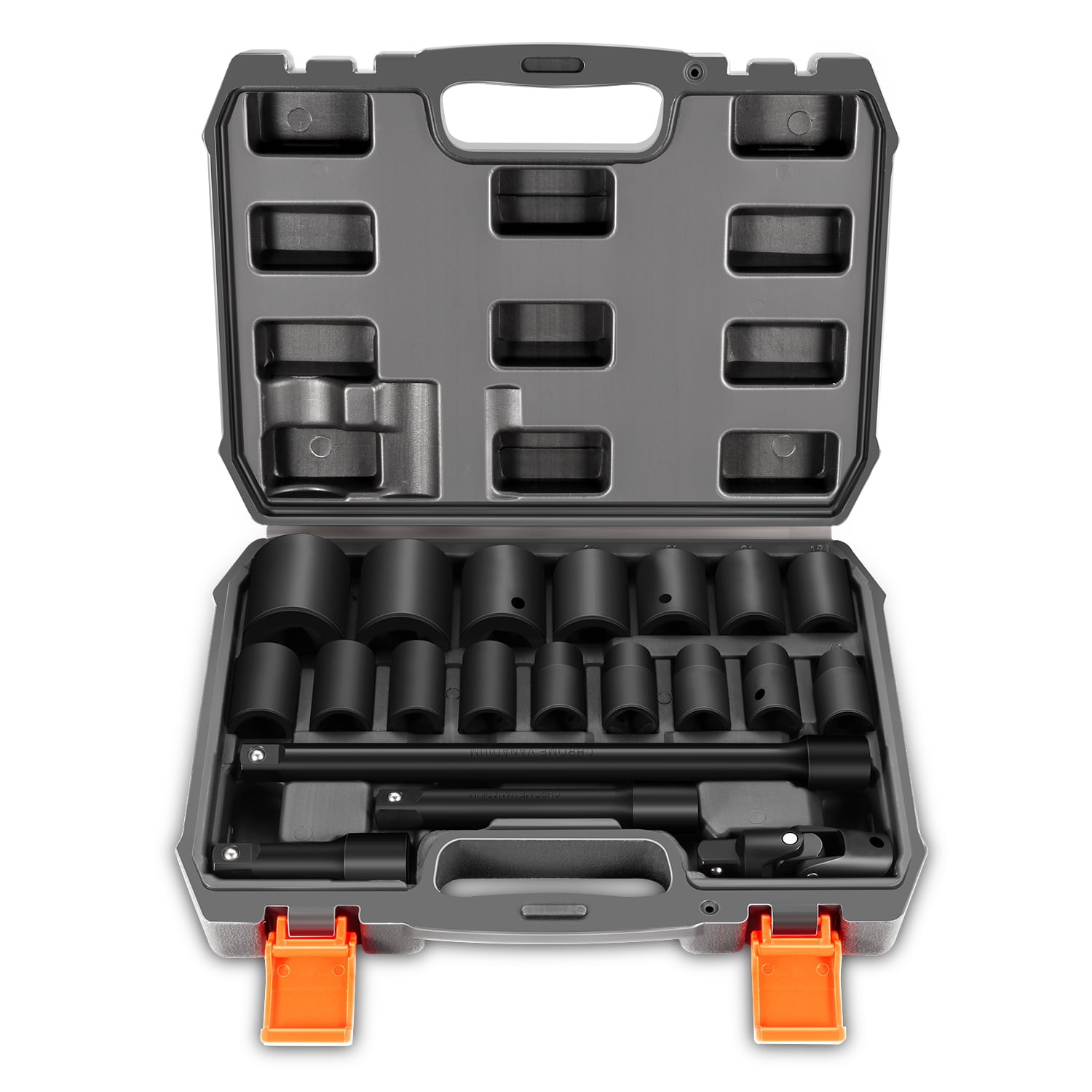 20-pcs 1/2-Inch Drive Metric Impact Socket Set - 10-32mm, with 3'' 5'' 10'' Extension Bars, Universal Joint, Cr-V