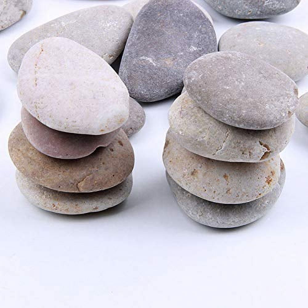Lulonpon 16 Pieces Painting Rocks Rocks for Painting River Rocks Bulk 2-3  inch Rocks Kindness Rocks Natural Smooth Surface Arts and Crafting Painting  Supplies for Kid Painters 4.0 Pounds Blue-gray