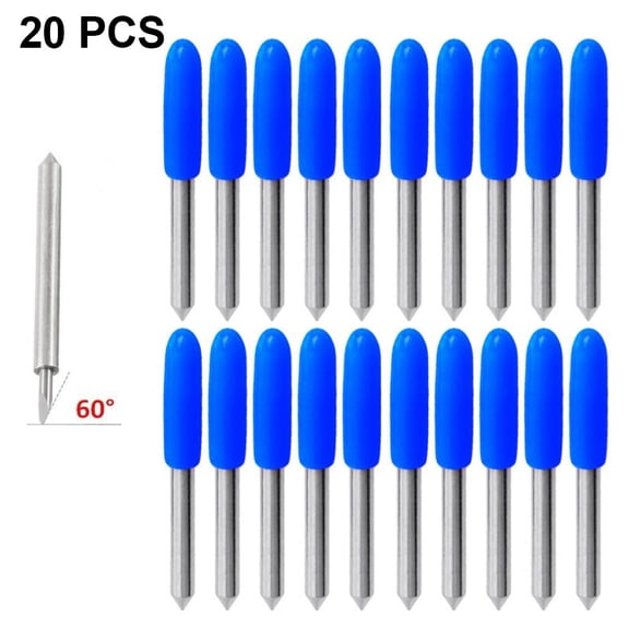20 pcs 30°/45°/60° Tungsten Steel Lettering Blade Vinyl Cutter Blades for Cutting Plotter General-Purpose Cutter for Paper Sticke