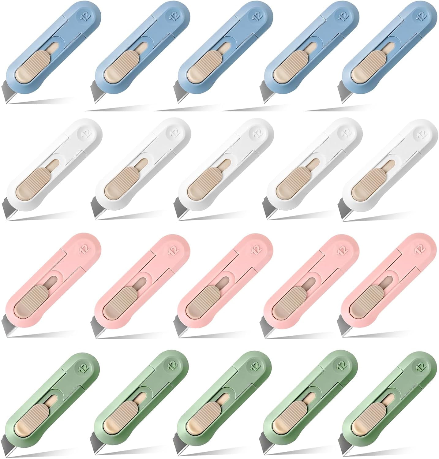 20 pcs Box cutter, box opener cutter Easy Slide Retractable Cute Box Cutter for Office, Home, Crafts, Hobby Use