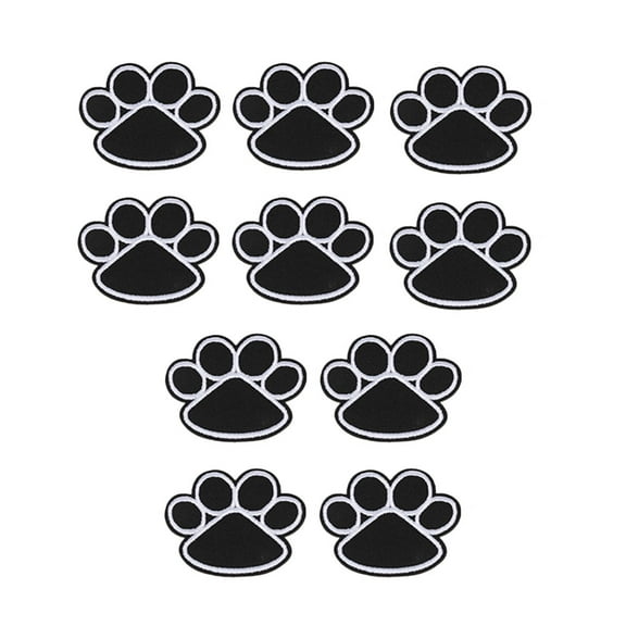 20 pcs Dog Paw Black Paw Iron On Embroidered Patches Appliques Sewing Cloth