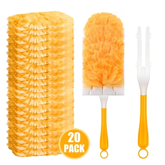 cisilov Duster Refill 20 Count with 1 Handle, Disposable 360° 2-Sided Dusters for Dusting