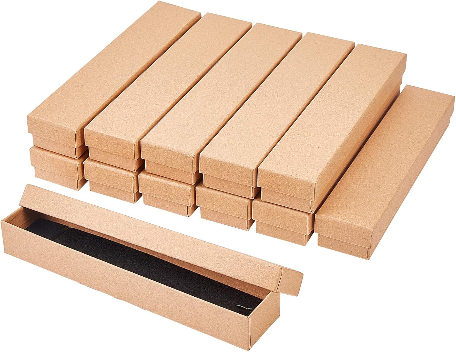 HOBBSPRING 20 pcs Kraft Paper box Cardboard Jewelry boxes Bracelet box for Necklaces Earrings and Rings Rectangle Burlywood 210x45x31cm