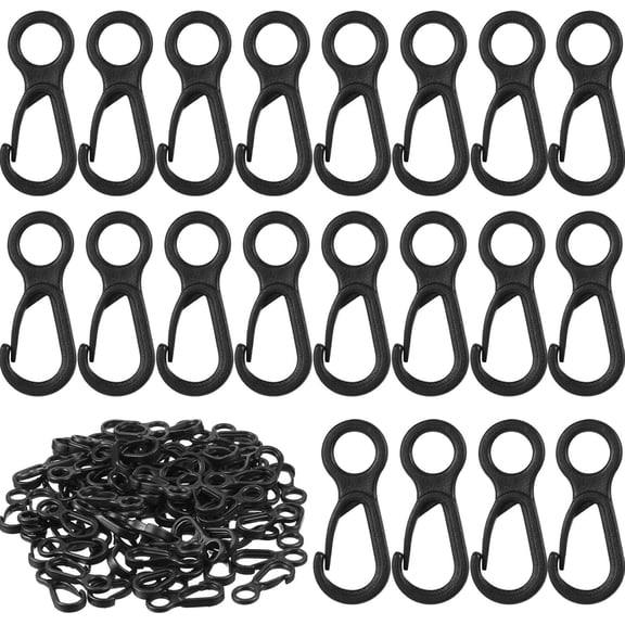 20 pcs Lanyard Hook Plastic Lobster Clasp Mini Lanyard Snap Clip Hook Spring Hanging Buckle for Face Protectors Key Chain Purse ID Card Crafting Sewing Projects, Light Plastic, Black(DSF)