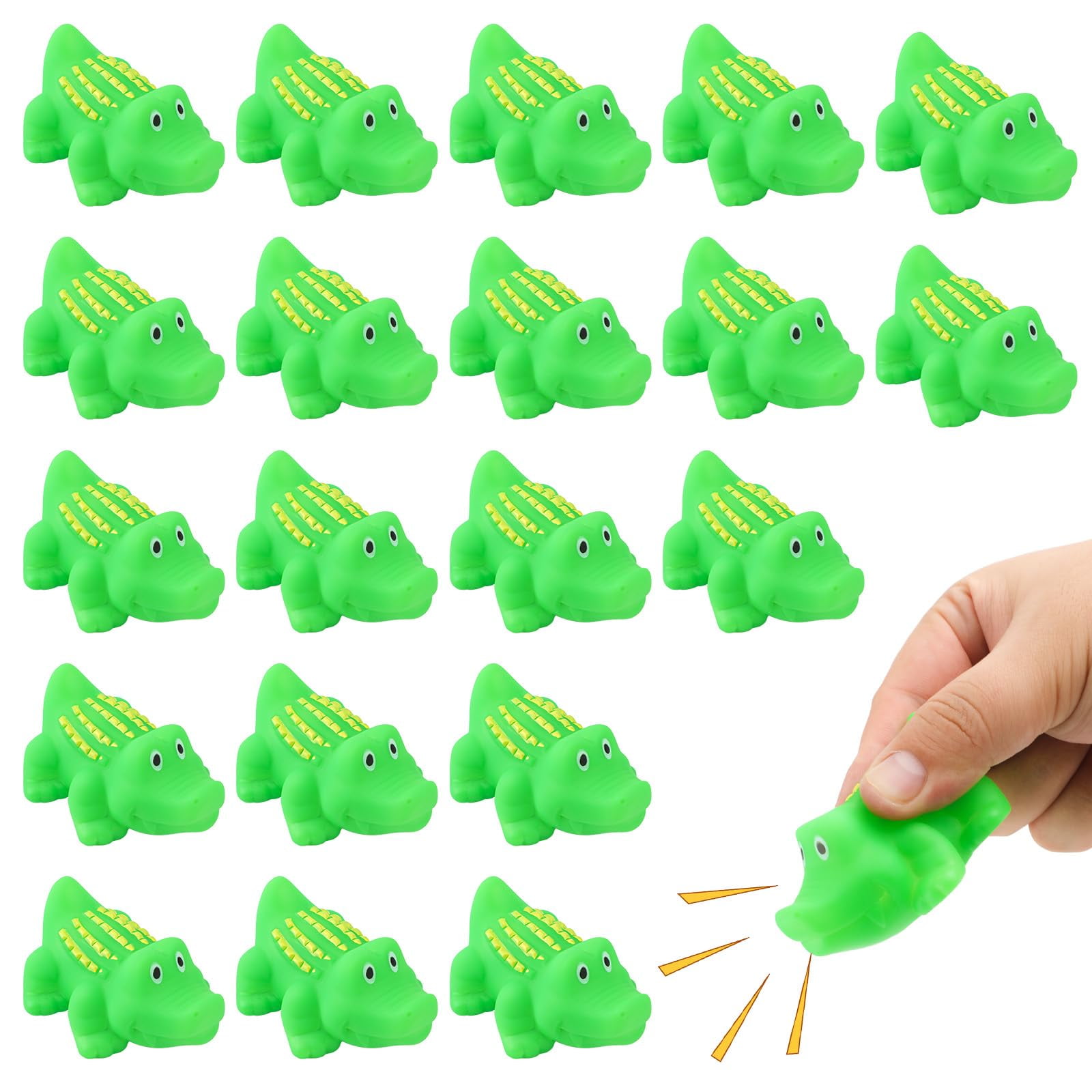 20 pcs Rubber Crocodile Bath Toys, Squeak Rubber Alligator Green ...