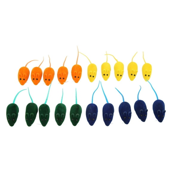 20 pcs Squeak Mouse Toy Pet Plaything Toy Shape Kitten Supplies Plush 4 Colors Stuffed Blue Rat Mice for Pet Cats Chasing Hunting