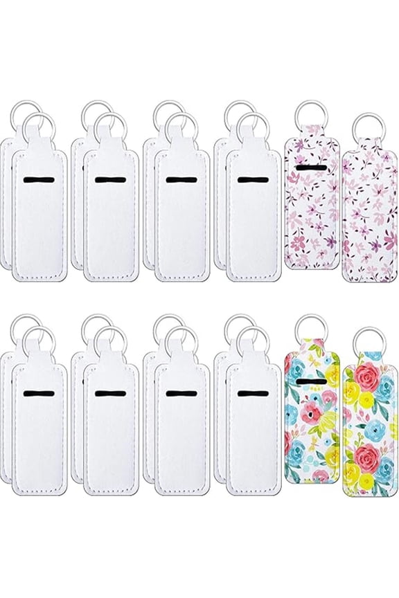 20 pcs Sublimation Lipstick Holder Keychain Bulk Blank Lipstick Neoprene Clip-on Sleeve Travel Key Ring Holder