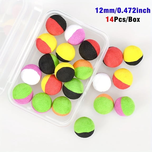 20 pcs foam bouncing bait balls -carp hair, feeders and method fishing - multi-color mix, fluorescent fishing bait/EVA foam bait/carp fishing techniques, above-water fishing bait