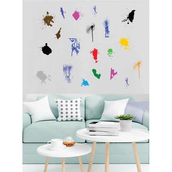 Picniva Multicolor Paint Splatter and Splotches, Multicolor, Vinyl Wall Decal, Self-Adhesive, Bedroom Living Room Office Home Decor