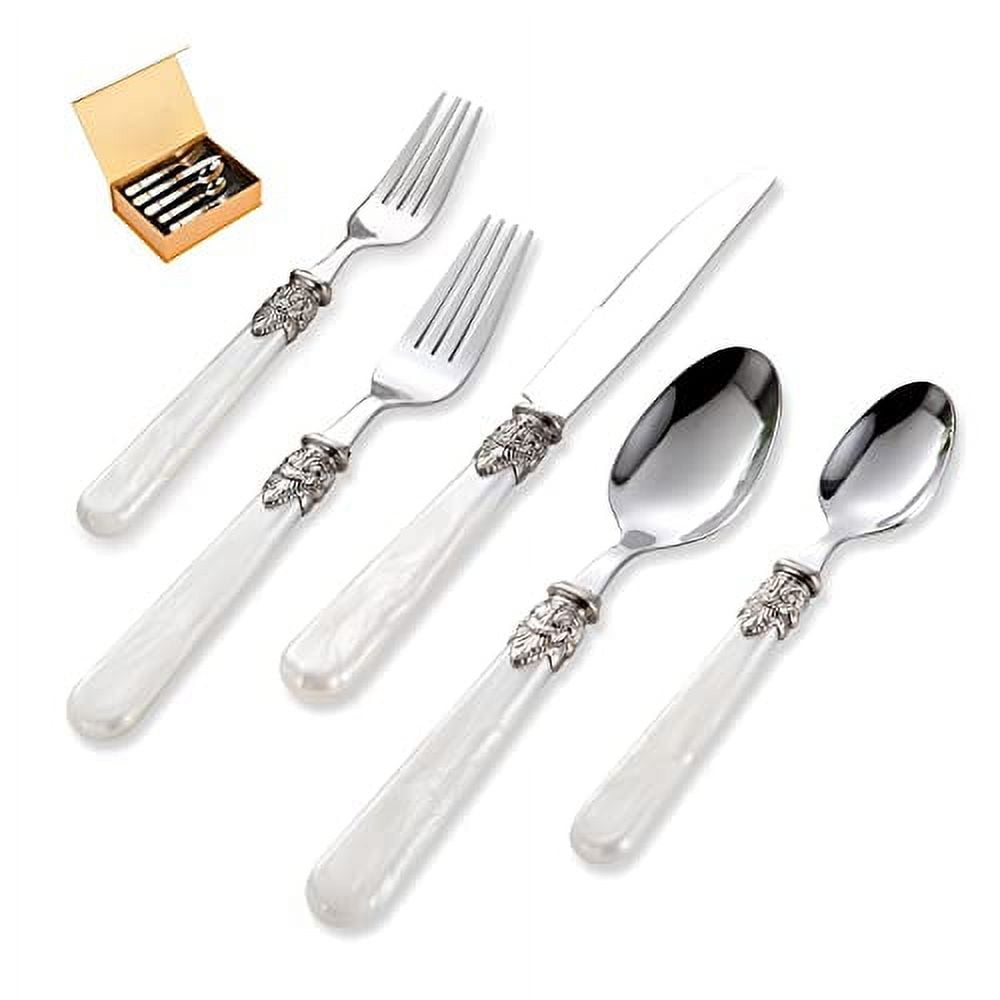 20-piece 18/10 Stainless Steel Flatware set Silverware Set with Serving Utensils,Cutlery Set Service For 4