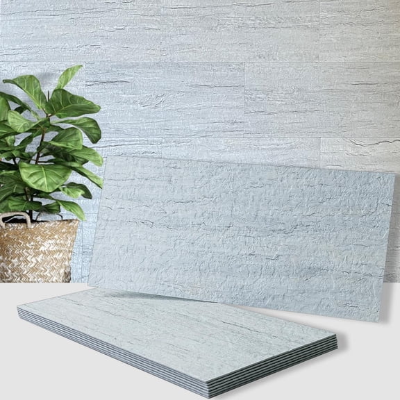 20-piece Light Shale Peel And Sticksplash Wall Tiles 6" X 12" Pvc Faux Stone On Tile For Kitchen Bathroom Laundry Room Camper Fireplace