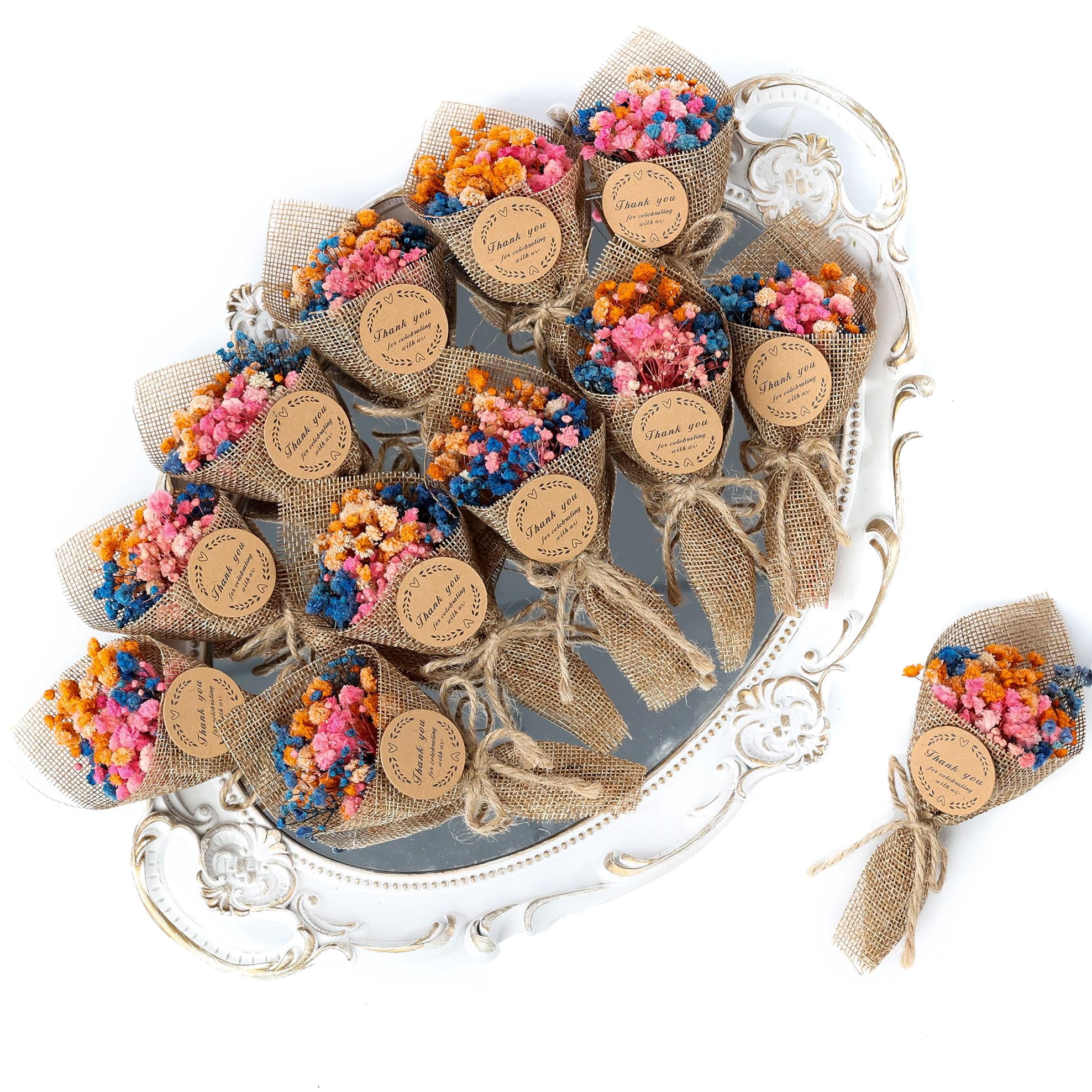 20-piece Set Mini Dried Flowers Bouquet For Wedding Favours Guests  Shower Party Favors Bridal Gifts Baptism. (mixed)