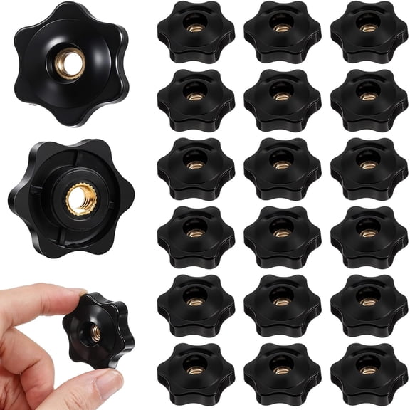 20 pieces of 1/4-20 threaded knobs, black star-shaped threaded knobs, practical compact hex head clamping knobs with handle for clamping, fixtures, and track applications