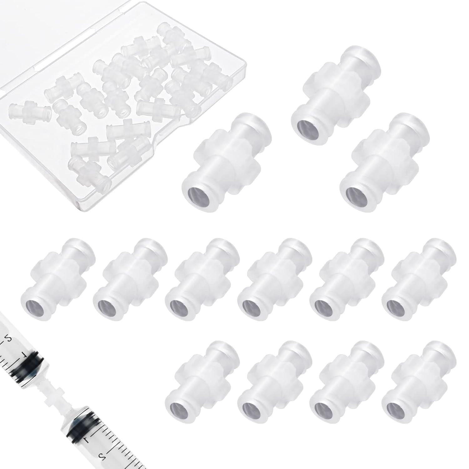 20 pieces of syringe adapters, lock female syringe to syringe transfer joint lock connector to syringe coupler adapter adapter