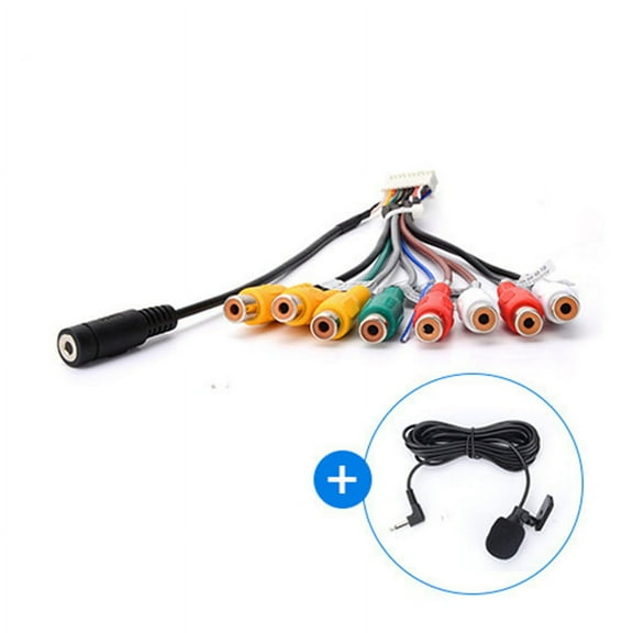 20-pin Car Stereo Radio RCA Output Wire Aux-in Adapter Cable With MIC PVC