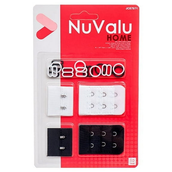 20/pk BRA STRAP 8pc SLIDE & RING 2pc SEW-in BRA EXTENDER HOOKS & EYES each color