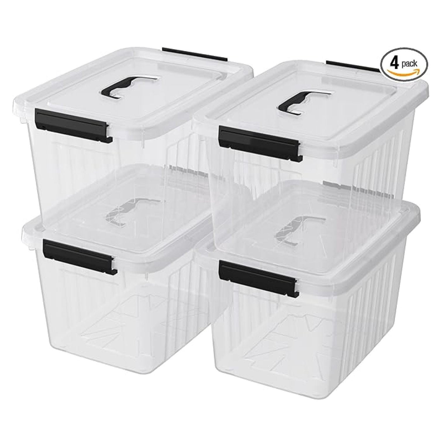 20 quart clear latching tote, 4 packs plastic storage boxes for ...