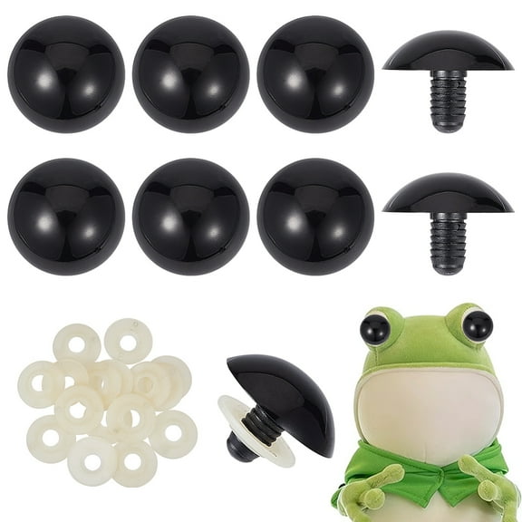 20 sets Plastic Craft Eyes for Doll Making with Spacer Half Round Black 40x30mm 1box