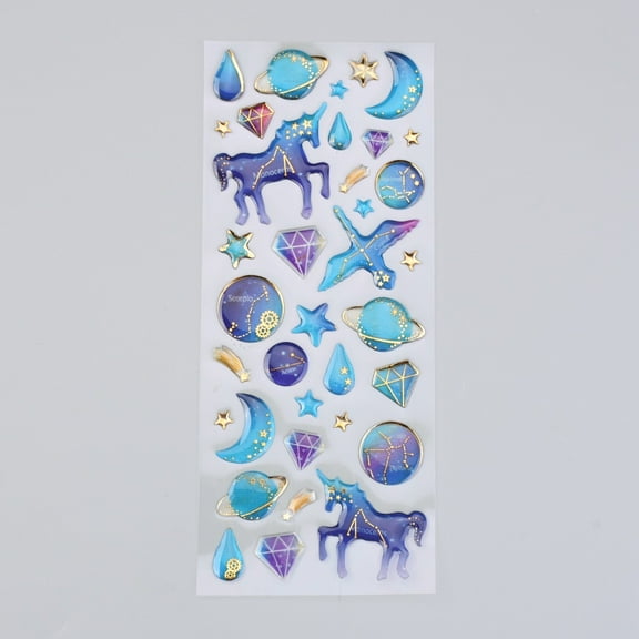 20 sheet Epoxy Resin Sticker for Scrapbooking Travel Diary Craft Unicorn Pattern 0.5~3.65x0.5~3.8cm