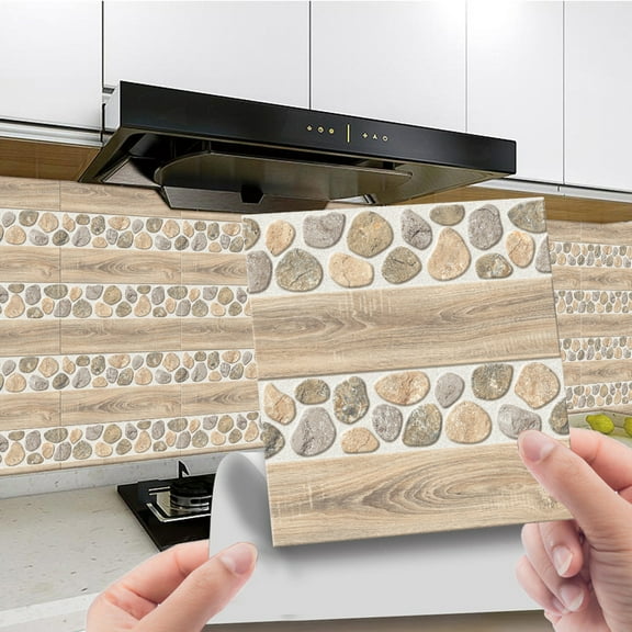 20-sheet Peel and Stick Backsplash PVC Wall Tile, 10x10cm Rustic Self-Adhesive Wall Tile for Kitchen, Bathroom, Fireplace, Bedroom Vintage MosaicStyle:Style2;