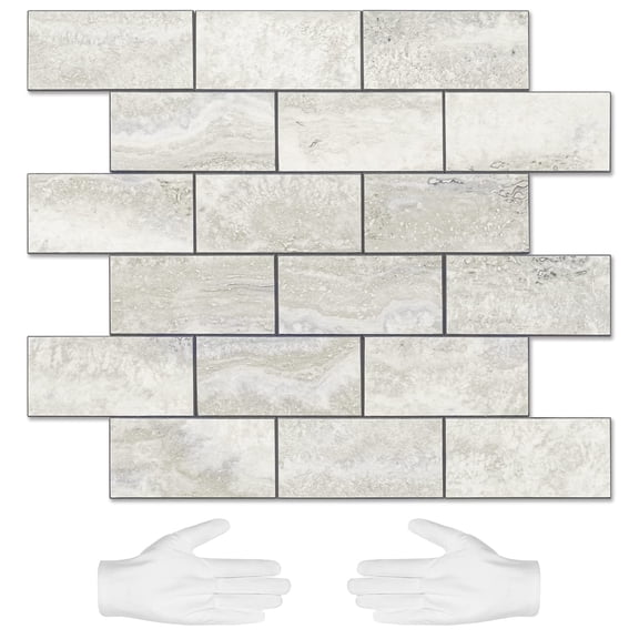 20-sheet Subway Tile Peel And Stick Backsplash - Beige Stone Texture With Grey Grout For Kitchen  Bathroom Rv Fireplace Pvc Wall Tiles