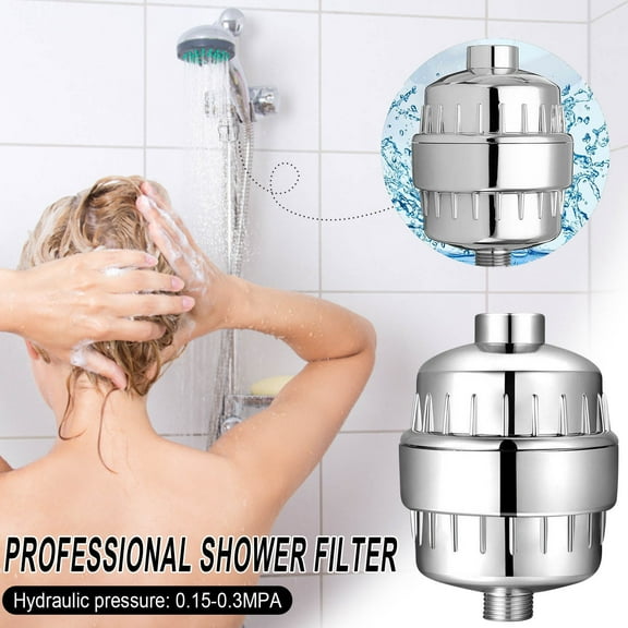 20 stage High Output Shower Filter with replaceable water purifier, removing heavy metals and taking care of your hair and skin during showers.