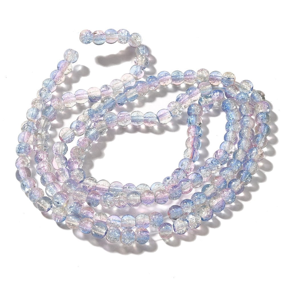 20 strand Crackle Glass Beads Strands Round Two Tone Cornflower Blue 6~6.5mm Hole: 1.2mm 151pcs/strand 31.42 inch(79.8cm)
