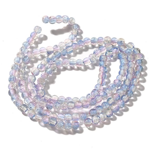 20 strand Crackle Glass Beads Strands Round Two Tone Cornflower Blue 6~6.5mm Hole: 1.2mm 151pcs/strand 31.42 inch(79.8cm)