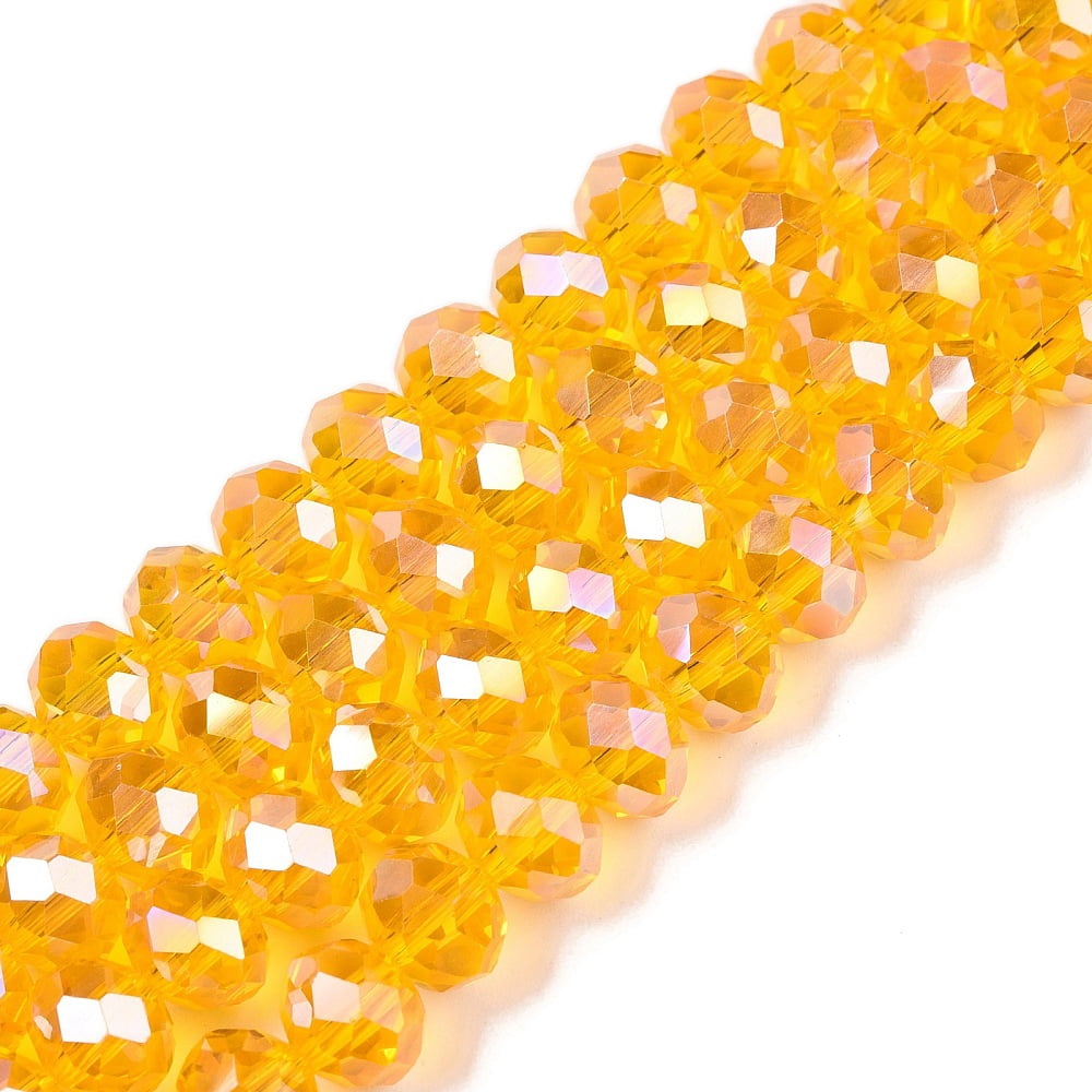 20 strand Electroplate Glass Beads Strands AB color Plated Faceted Rondelle Dark Orange 8x6mm Hole: 1mm 64~65pcs/strand 15.75~16.14 inch(40~41cm)