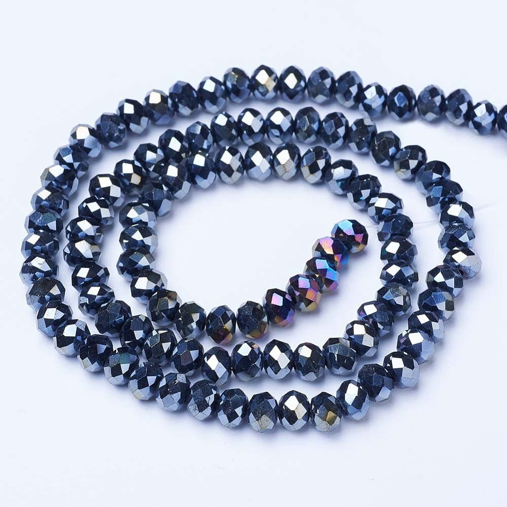 10 Strands AB Color Plated Glass Faceted Rondelle Beads – 3x2mm Spacers