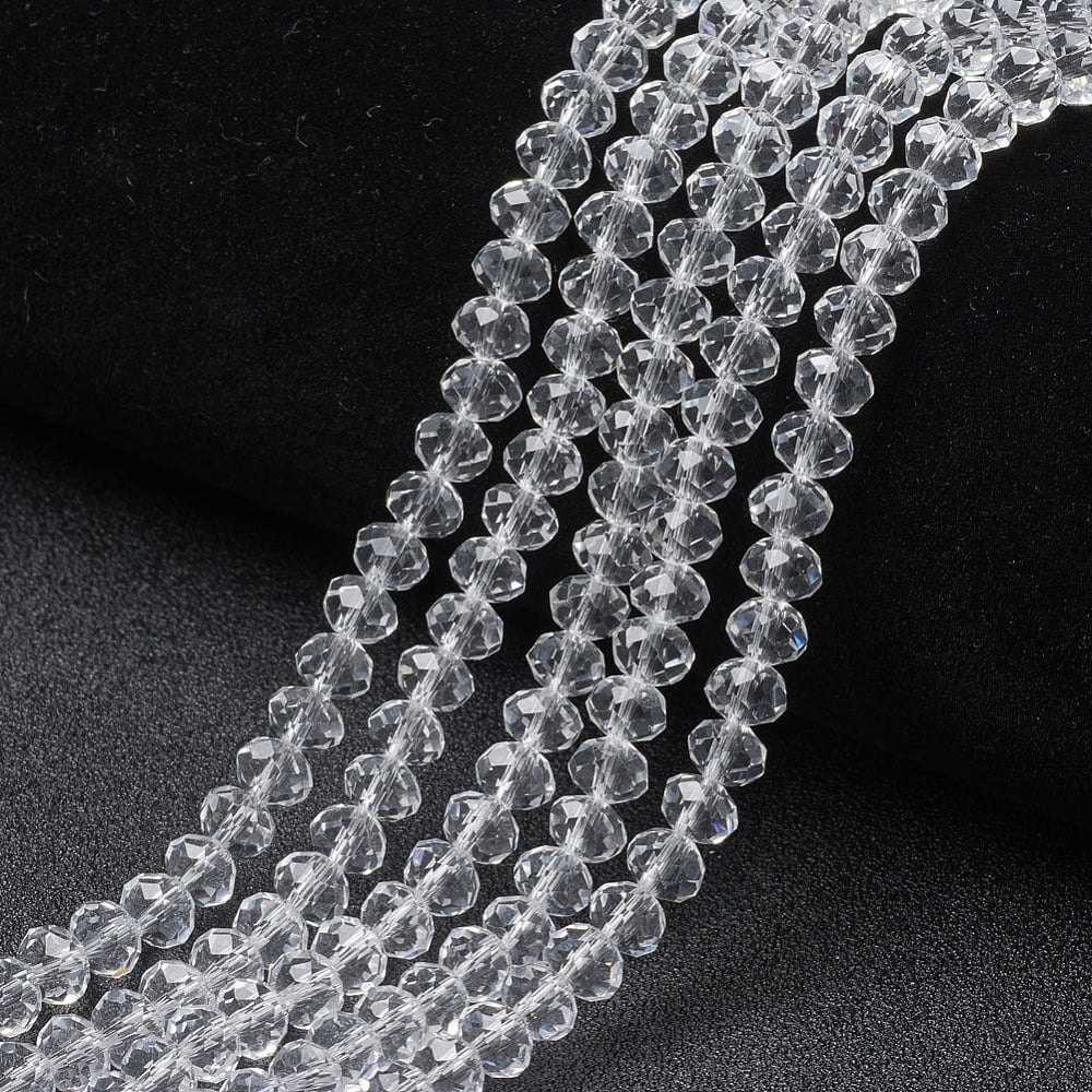 20 strand Glass Beads Strands Faceted Rondelle Clear 8x6mm Hole: 1mm 64~65pcs/strand 15.75~16.14 inch(40~41cm)