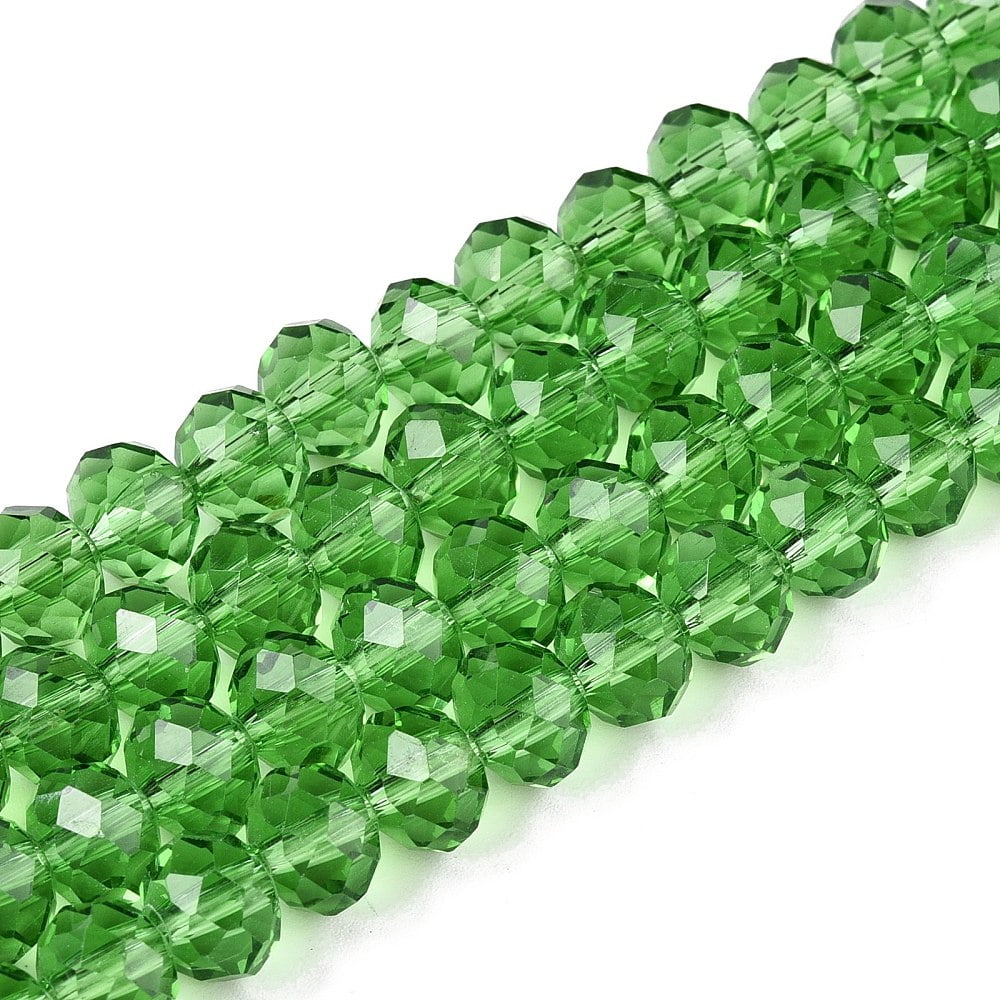 20 strand Glass Beads Strands Faceted Rondelle Lime 8x6mm Hole: 1mm 64~65pcs/strand 15.75~16.14 inch(40~41cm)