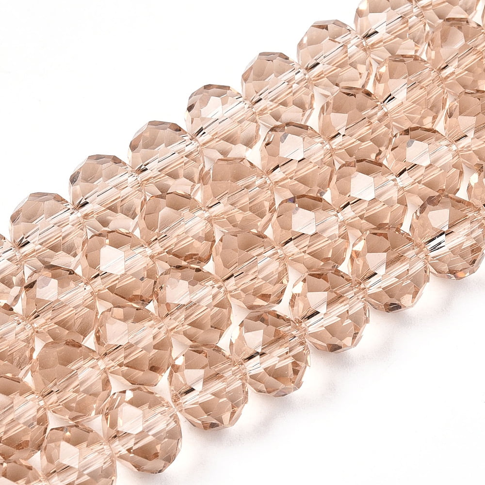 20 strand Glass Beads Strands Faceted Rondelle Tan 8x6mm Hole: 1mm 64~65pcs/strand 15.75~16.14 inch(40~41cm)
