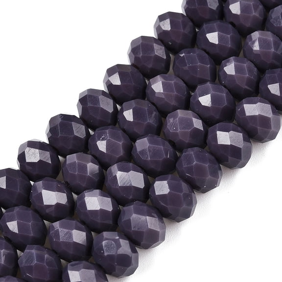20 strand Opaque Solid color Imitation Jade Glass Beads Strands Faceted Rondelle Purple 8x6mm Hole: 1mm about 64~65pcs/strand 40~41cm