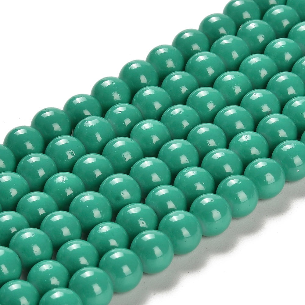 20 strand Painted Glass Bead Strands Baking Paint Round Light Sea Green 8mm Hole: 1.3~1.6mm 100pcs/strand 31.4 inch