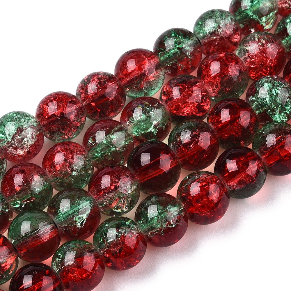20 strand Two-Tone Baking Painted Transparent Glass Beads Strands Round FireBrick 8mm Hole: 1.5mm 108~110pcs/strand 30.71 inch~31.50 inch(78~80cm)