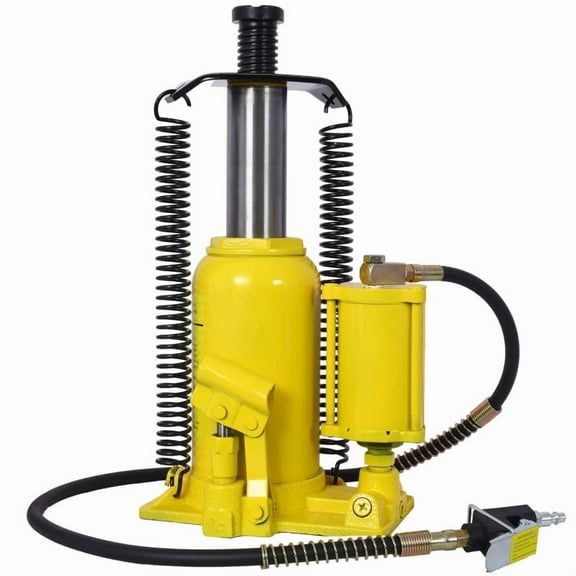 20 ton air hydraulic bottle Jack, 10.2-19.7 "lifting range, manual handle & air pump for car, truck, RV & heavy machinery-44,029 lbs capacity, yellow