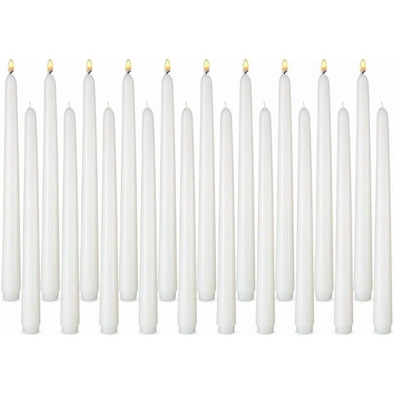 20 white cone-shaped candles, 10-hour burn time, odorless and smokeless, no dripping wax, 0.812-inch dinner candle set, suitable for home, weddings, parties, and home decor candle holders