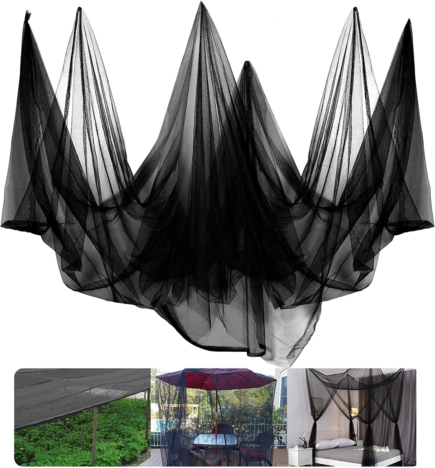 20 x 10 Ft Mosquito Netting for Garden Patio, Breathable Mesh Net for Bird and Insect Protection, Plant Cover for Vegetables, Fruits and Flowers, 3x6m Black