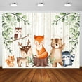 thumbnail image 1 of 20 x 10 ft Woodland Baby Shower Backdrop,Wild Jungle Animal Adventure Theme Background, Kids Birthday Baby Shoower Gender Reveal Photography Party Supplies Decor, 1 of 5