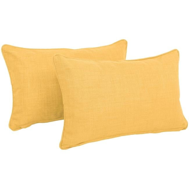 Lemon Yellow Polyester Indoor/Outdoor Rectangular Throw Pillows, Set of 2