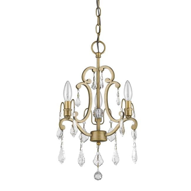 Antique Gold Crystal 3-Light Candle Style Empire Chandelier