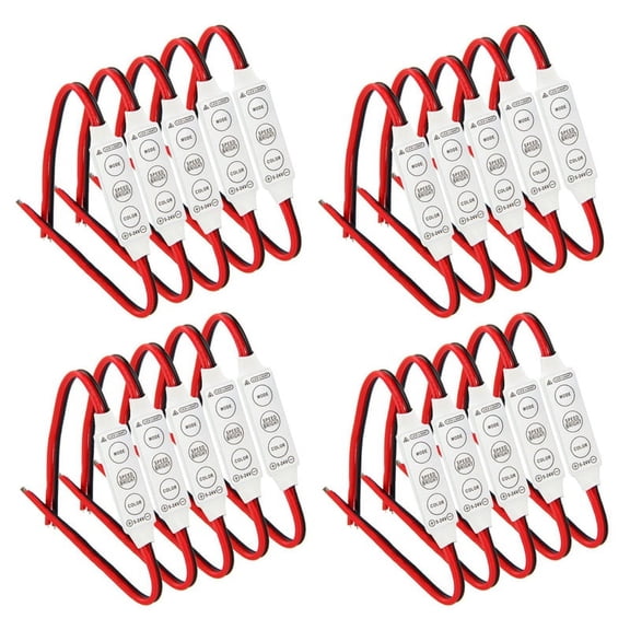 20 x 12V Wired Control Module with Strobe Flash for Car or Household LED Strip/Bulbs,20 x Wired Control Module,White