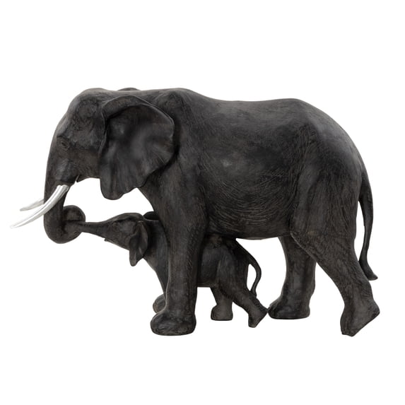 20" x 13" Gray Polystone Elephant Sculpture, by DecMode