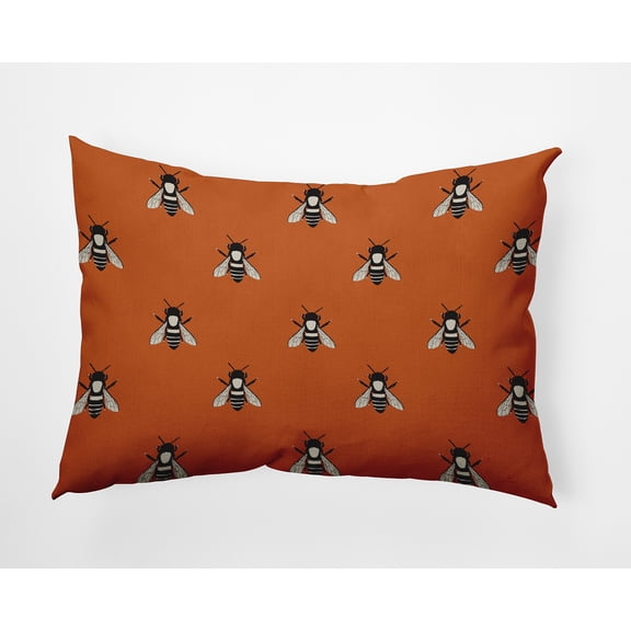 20" x 14" Simply Daisy Bee Buzz Polyester Indoor/Outdoor Pillow, Dusty Orange Qty 1