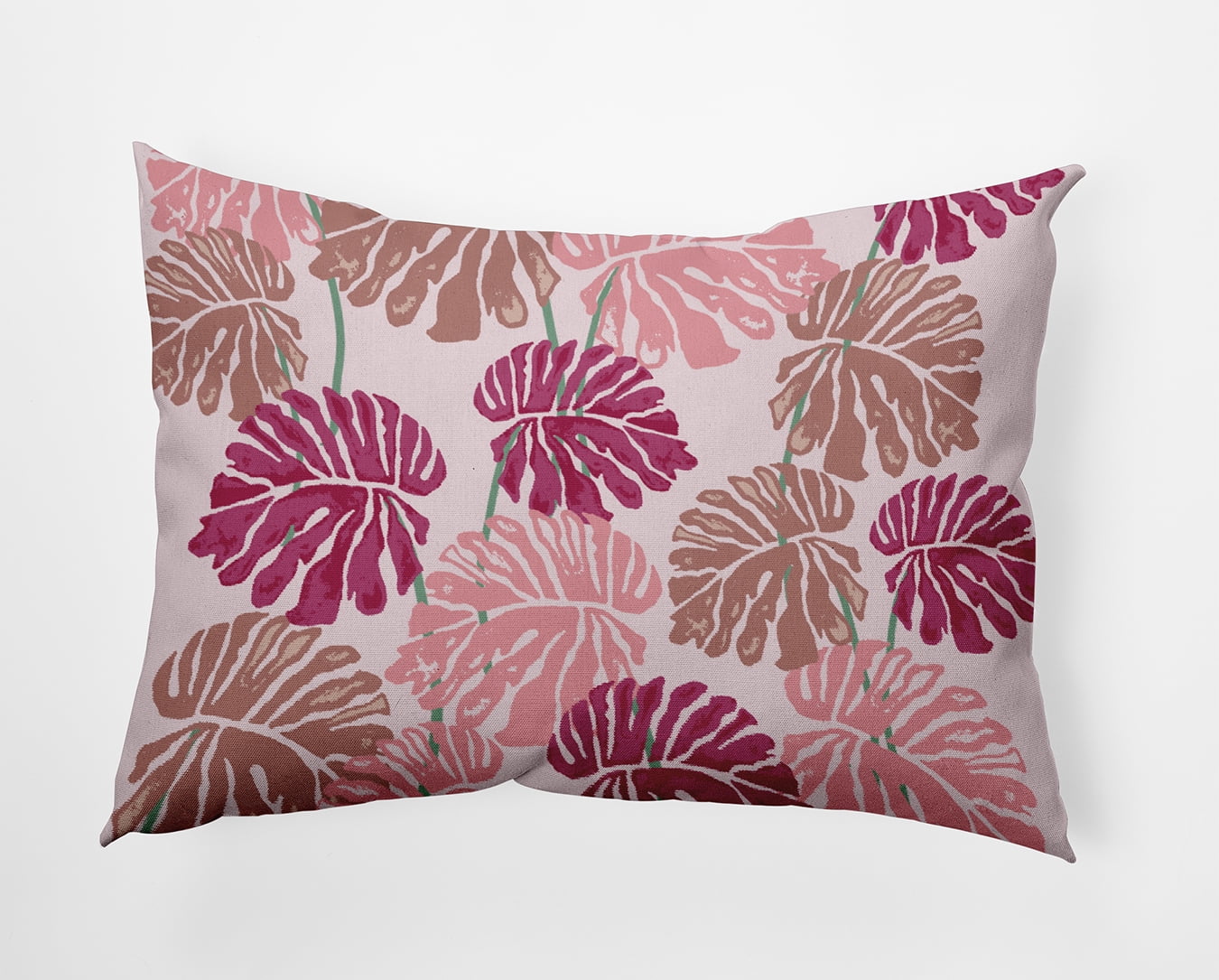 20" x 14" Simply Daisy Big Leaves Polyester Accent Pillow, Bold Pink Qty 1