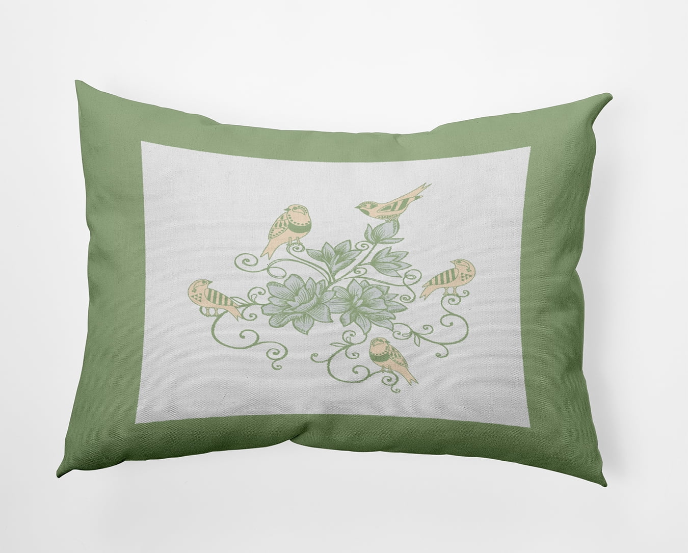 20" x 14" Simply Daisy Birds And Flowers Polyester Accent Pillow, Fresh Green Qty 1