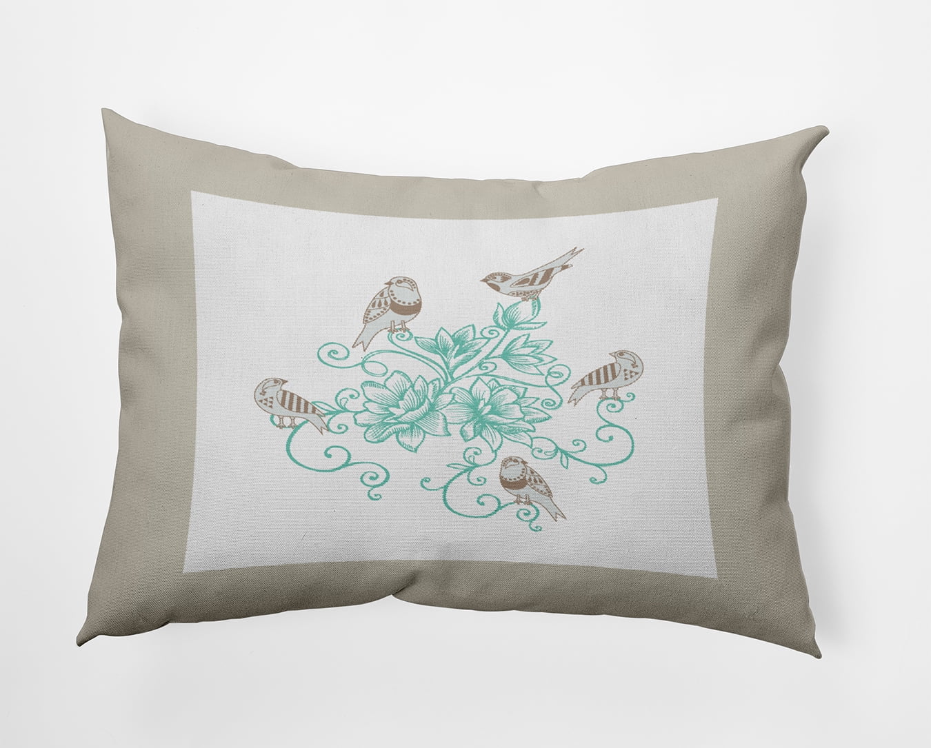20" x 14" Simply Daisy Birds And Flowers Polyester Accent Pillow, Oatmeal Qty 1